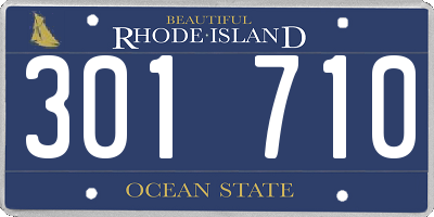 RI license plate 301710