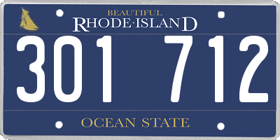RI license plate 301712
