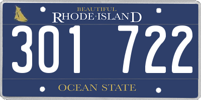 RI license plate 301722