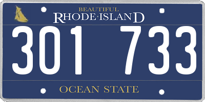 RI license plate 301733