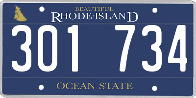 RI license plate 301734