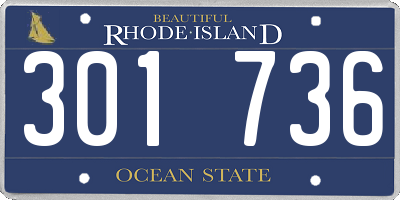 RI license plate 301736