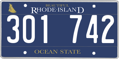 RI license plate 301742