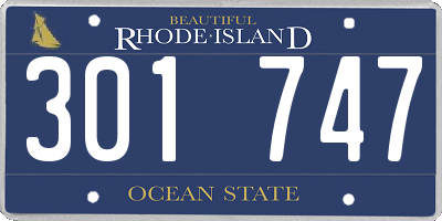RI license plate 301747