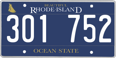 RI license plate 301752