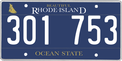 RI license plate 301753