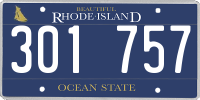 RI license plate 301757