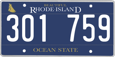 RI license plate 301759