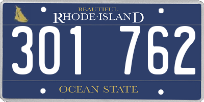 RI license plate 301762