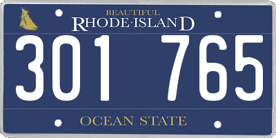RI license plate 301765
