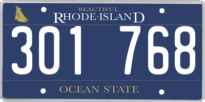 RI license plate 301768