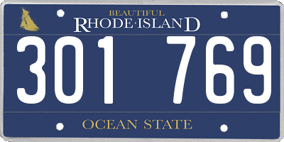 RI license plate 301769
