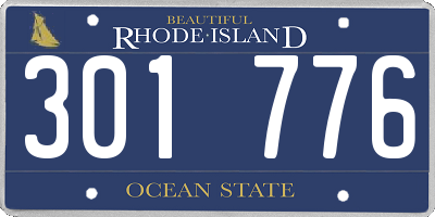 RI license plate 301776