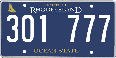 RI license plate 301777