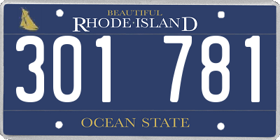 RI license plate 301781