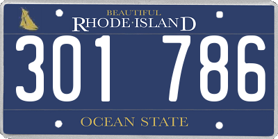 RI license plate 301786