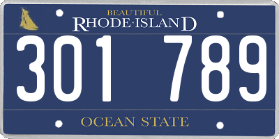 RI license plate 301789