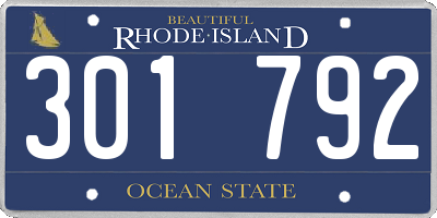 RI license plate 301792