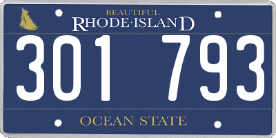 RI license plate 301793