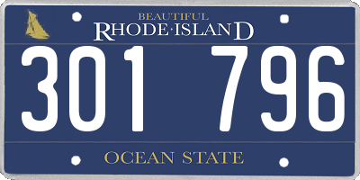 RI license plate 301796