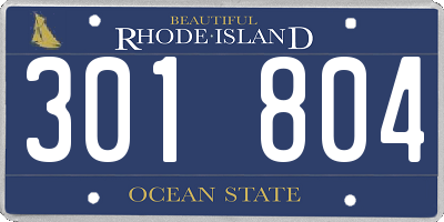 RI license plate 301804