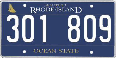 RI license plate 301809