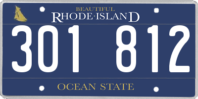 RI license plate 301812