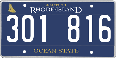 RI license plate 301816
