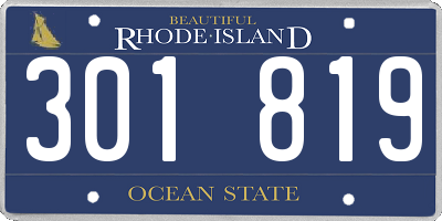 RI license plate 301819
