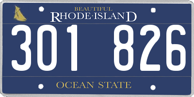 RI license plate 301826