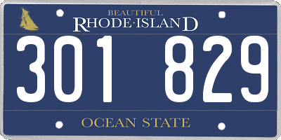 RI license plate 301829