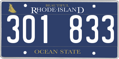 RI license plate 301833