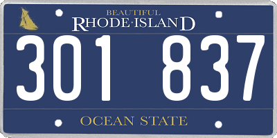RI license plate 301837