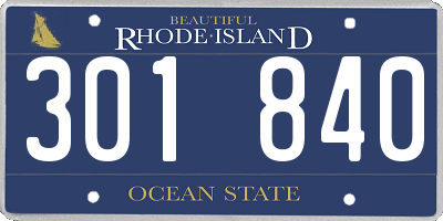 RI license plate 301840