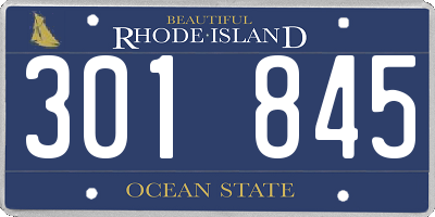RI license plate 301845