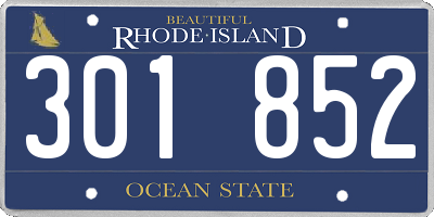 RI license plate 301852