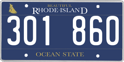 RI license plate 301860