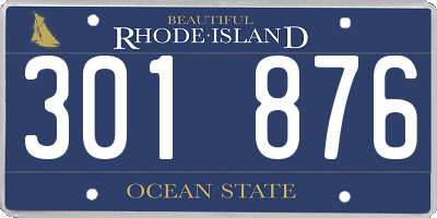 RI license plate 301876