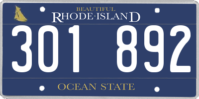 RI license plate 301892