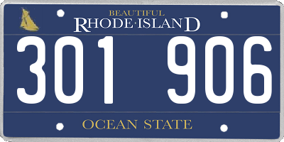 RI license plate 301906