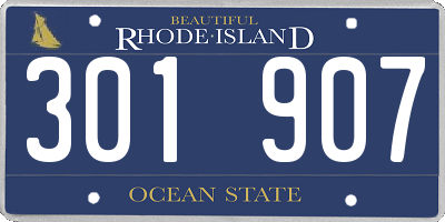 RI license plate 301907