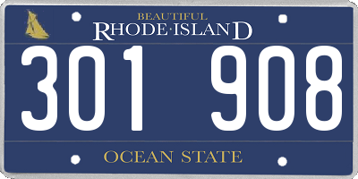 RI license plate 301908