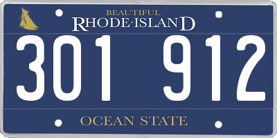 RI license plate 301912