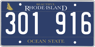 RI license plate 301916