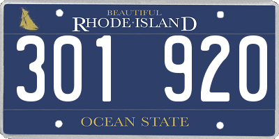 RI license plate 301920