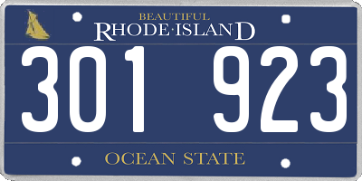 RI license plate 301923