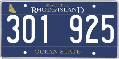 RI license plate 301925