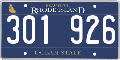 RI license plate 301926