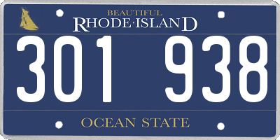 RI license plate 301938