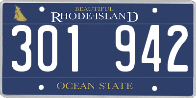 RI license plate 301942